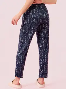 Enamor Printed Relaxed-Fit Mid Rise 7/8th Length Straight-Leg Lounge Pant