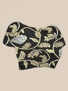 LeeliPeeri Designer Floral Embroidered Poly Chiffon Saree