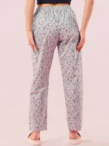 Enamor Printed Pure Cotton Straight-Leg Lounge Pants