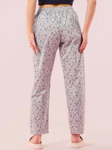 Enamor Printed Pure Cotton Mid-Rise Relaxed Fit Straight-Leg Lounge Pant