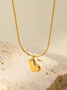 SUBHAGALANKAR Gold Plated Heart Pendant With Chain