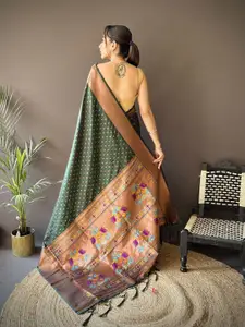 Mitera Woven Design Zari Silk Blend Paithani Saree