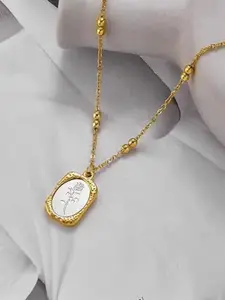 SUBHAGALANKAR Gold-Plated Mirror Rose Pendant With Chain