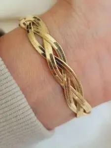 DressBerry Women American Diamond Antique Gold-Plated Wraparound Bracelet