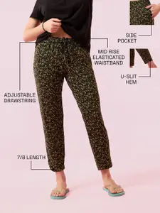 Enamor Printed Relaxed fit Mid Rise 7/8th Length Straight-Leg Lounge Pant