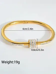 DressBerry Women 3 American Diamond Antique Rose Gold-Plated Kada Bracelet