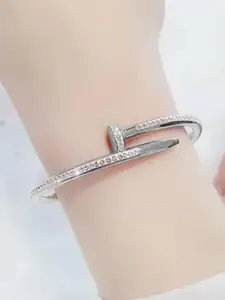 DressBerry Women 3 American Diamond Antique Rose Gold-Plated Kada Bracelet