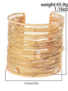 DressBerry Women American Diamond Antique Gold-Plated Cuff Bracelet