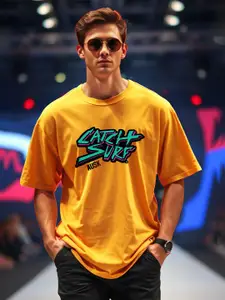 AUSK Men Printed Applique T-shirt