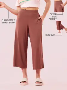 Enamor Mid Rise Crop Length Culotte With Smart Side Slits Straight-Leg Lounge Pant