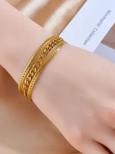 DressBerry Women American Diamond Antique Gold-Plated Multistrand Bracelet
