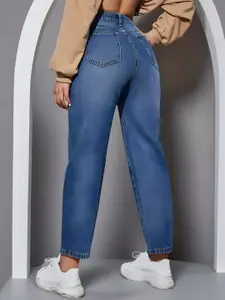 Moda Rapido Women Comfort High-Rise Slash Knee Light Fade Jeans