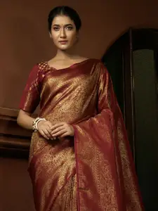 DEVATITHI Ethnic Motifs Zari Silk Blend Kanjeevaram Saree
