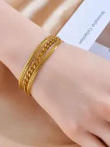 DressBerry Women American Diamond Antique Gold-Plated Multistrand Bracelet