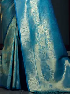 DEVATITHI Ethnic Motifs Zari Silk Blend Kanjeevaram Saree