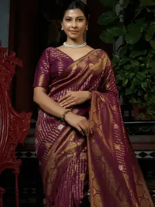DEVATITHI Ethnic Motifs Zari Silk Blend Kanjeevaram Saree