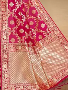 DEVATITHI Ethnic Motifs Zari Silk Blend Banarasi Saree