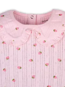 My Milestones Infant Girls Printed Short Sleeves Knitted Bodysuit