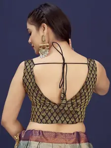 DEVATITHI Women Black Woven Design Saree Blouse