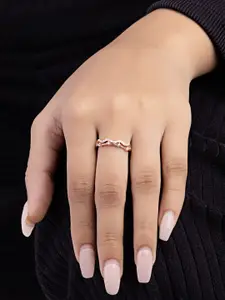 LIORA 925 Silver Jewellery Sterling Silver Rosegold Plated Curve Adjustable Finger Ring