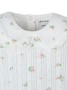My Milestones Infant Girls Printed Short Sleeves Knitted Bodysuit