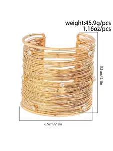 DressBerry Women American Diamond Antique Gold-Plated Cuff Bracelet