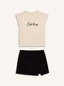 DeFacto Girls Printed Top with Skirt