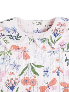 My Milestones Infant Girls Printed Short Sleeves Knitted Bodysuit