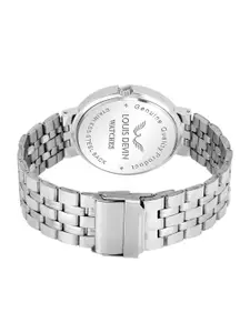 LOUIS DEVIN Men Brass Embellished Dial & Stainless Steel Bracelet Style Straps Analogue Watch