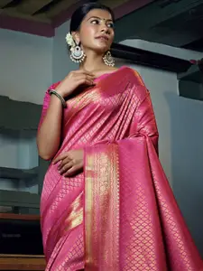 DEVATITHI Ethnic Motifs Zari Silk Blend Kanjeevaram Saree