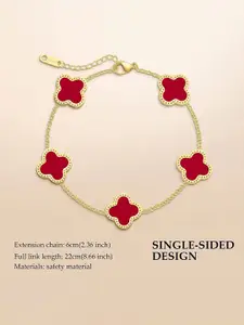 DressBerry Women American Diamond Antique Gold-Plated Charm Bracelet