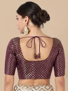 DEVATITHI Women Maroon Woven-Design Saree Blouse