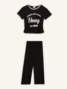 DeFacto Girls Printed T-shirt with Trousers