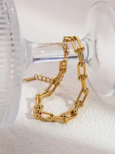 DressBerry Women American Diamond Antique Gold-Plated Wraparound Bracelet