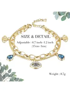 DressBerry Women American Diamond Antique Gold-Plated Wraparound Bracelet