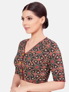 Studio Shringaar Printed V-Neck Saree Blouse