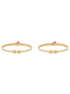 TEEJH Women 2 Gold-Plated Bangle-Style Bracelet