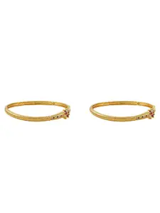 TEEJH Women 2 Gold-Plated Bangle-Style Bracelet