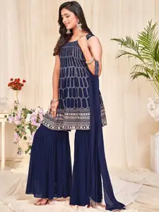 KALINI Embroidered Semi-Stitched Dress Material