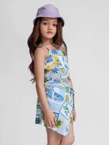 taffykids Girls Printed Top with Skirt