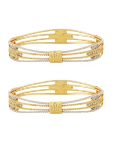 TEEJH Women 2 Gold-Plated Bangle-Style Bracelet