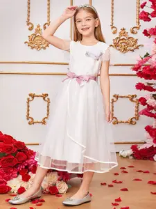 INCLUD Floral Print Flutter Sleeve Fit & Flare Midi Dress