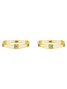 TEEJH Women 2 Gold-Plated Bangle-Style Bracelet