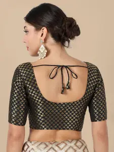 DEVATITHI Woven Design Round Neck Saree Blouse