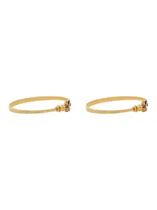 TEEJH Women 2 Gold-Plated Bangle-Style Bracelet