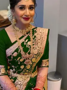 KALINI Woven Design Zari Poly Georgette Banarasi Saree