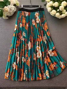 OTABU Printed A-Line Flared Maxi Skirt