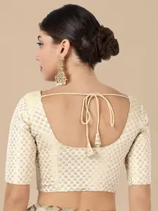 DEVATITHI Women White Woven-Design Saree Blouse