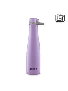 Pexpo Purple & Grey Brand Logo Stainless Steel Double Wall Vacuum Water Bottle-600ml