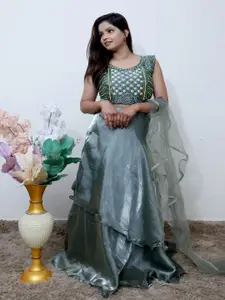 Wavy Collection Beads and Stones Embellished Lehenga With Blouse & Dupatta